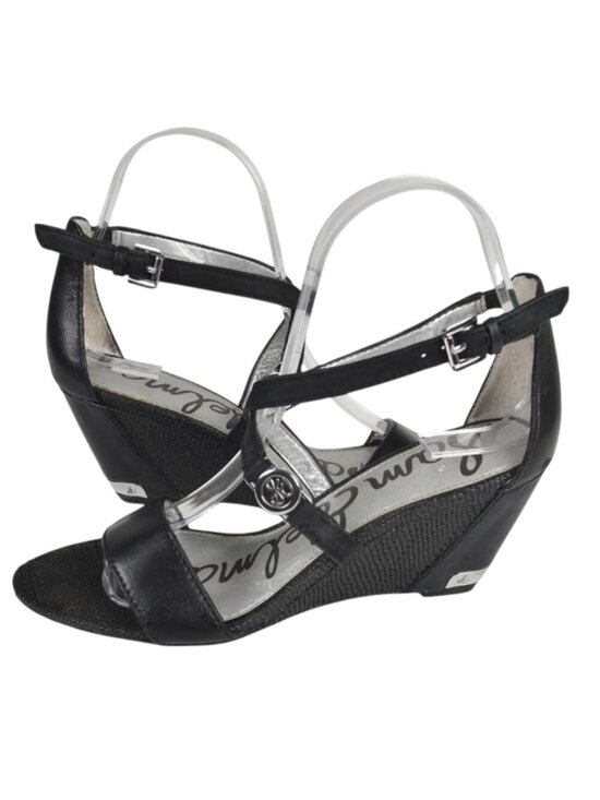 Sam Edelman Shoes - Sam Edelman Leather Wedge Sandal Heel Black Size 6